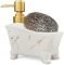 Cute Bathtub-Shaped Ceramic Dish Soap Dispenser with Sponge Caddy